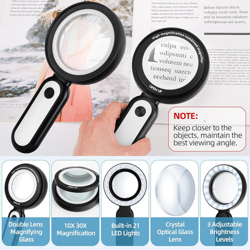 Lupa Com 21 Led Light, Lupa 30x