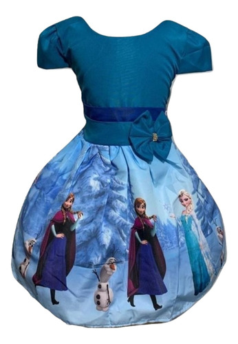 Vestido Infantil Temático Frozen Festa Luxo Fantasia+brinde