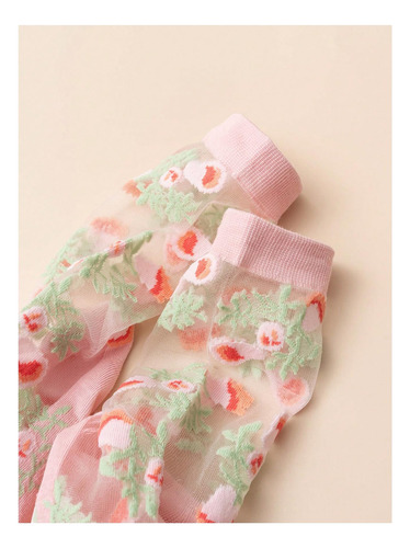 4 Pares De Calcetines De Malla Transparente Con Estampado