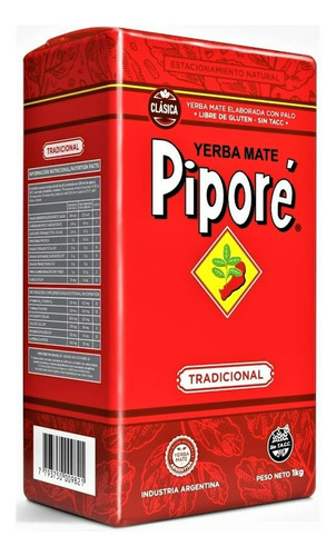 Yerba Mate Pipore Regular, Pack De 4 Bolsas De 2.2 Lb