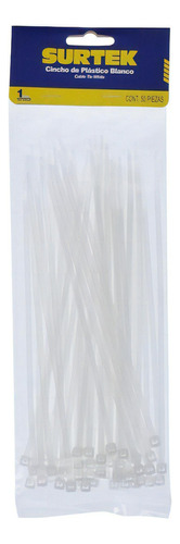 Cincho Plástico 203 X 3.6mm 50 Piezas Natural 114208 Surtek Color Blanco
