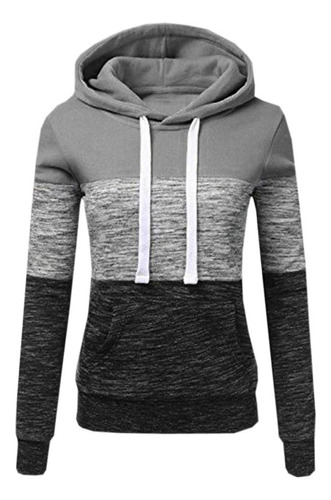 Sudadera Capucha Ligera Basica Para Mujer Slim Fit Patchwork