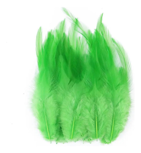 Plumas Decorativas Artificiales Verde Biche Paquete X 100