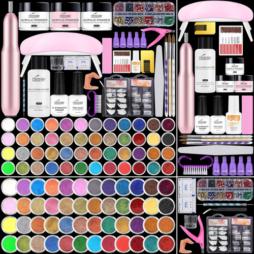 Cooserry Kit De Unas Acrilicas De 48 Colores Con Taladro Y L