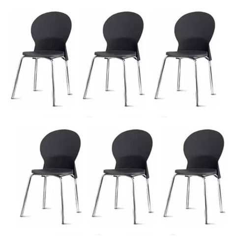 Cadeira Inox 304 - Luna - Kit Com 06 Unidades - Preto