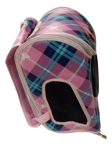 Mochila De Transporte Pet - Xadrez E Rosa