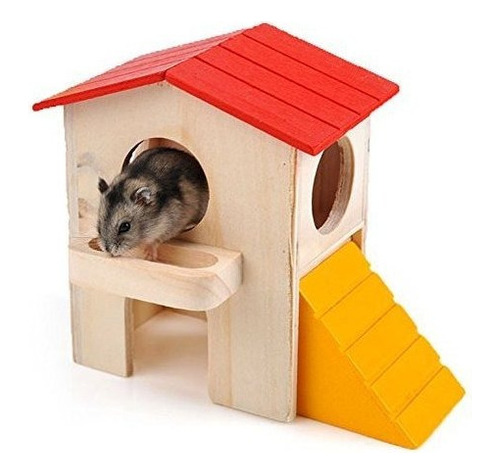 Casa De Madera Villa Jaula Ejercicio Juguete Hamster Hedgeho