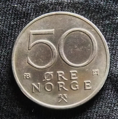 Noruega 50 Ore 1976 Sin Circular Km 418 Escudo Nacional