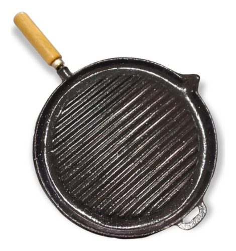 Plancha Bifera Rayada Hierro Enlozada Lozafer 30cm Color Negro
