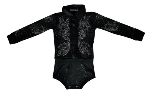 Bori Preto De Menina Com Muto Brilho Camisa Fácil De Vestir