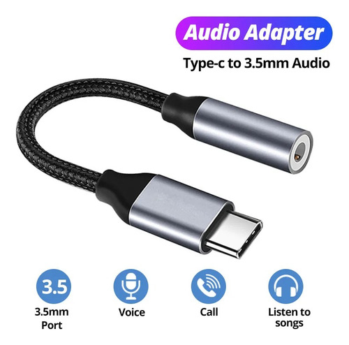 Adaptador Audio Usb Tipo C A Plug 3.5 Mm Female P/ Headphone