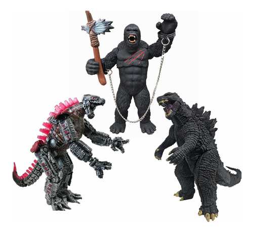 Godzilla Vs King Kong Y Mechagodzilla Con Sonido 30 Cm Alto