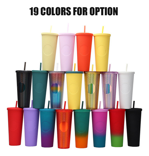 Vaso Mate Grande De 710 Ml, Reutilizable, Tapa Y Pajita A Pr