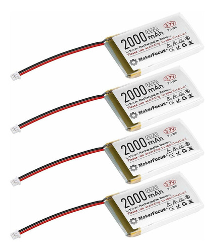 4 Baterias Lipo 3.7v 2000mah 1s Jst Makerfocus