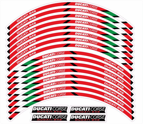 Adesivo Friso Refletivo Roda Moto Ducati Corse 848 Ca-12186 CORTE 848