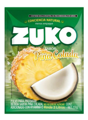 Bebida En Polvo Zuko Sabor Pina Colada 13 G