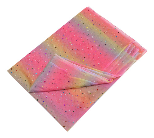 Tecido De Gaze Rainbow Gradient Star Sequin Para Peça De Sai