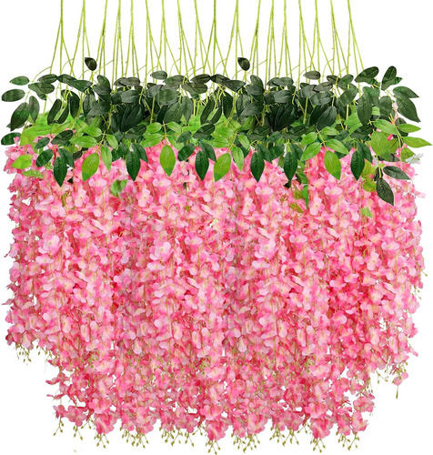 Flores Colgantes Glicina Artificial 1mt Decoración Rosa