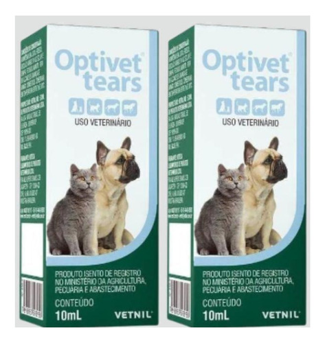 02 Colírios Optivet Tears 10ml Vetnil