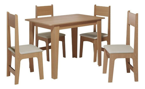 Conjunto De Jantar 4 Lugares Com Mesa Retangular Tampo Wt