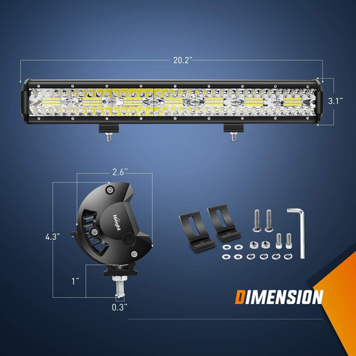 Barra De Luz Led De 20 Pulgadas, 420 W, Combo De Pun 8090053