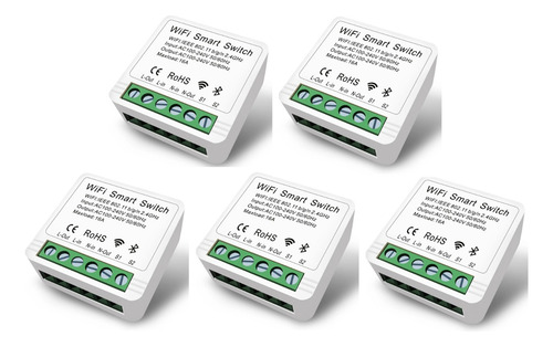 Smart Switch Mini Interruptor Inteligente Wifi 16a Kit 5 Pçs