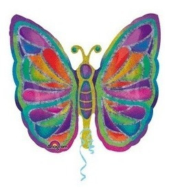 Mariposa Holografica Sparkles Br Globo Metalico Jumbo Fiesta