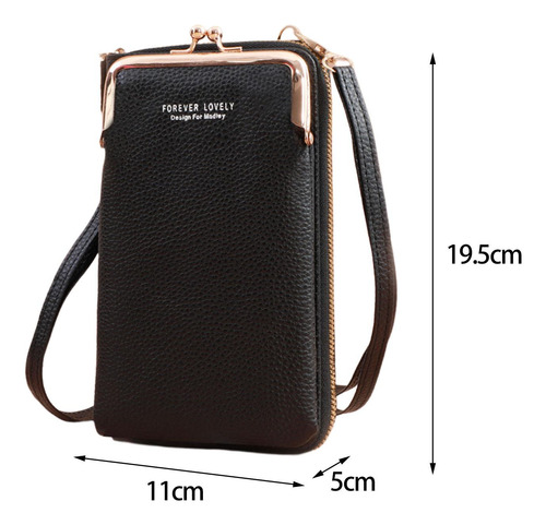 2 Bolso Bandolera Para Teléfono Móvil Monedero Negro