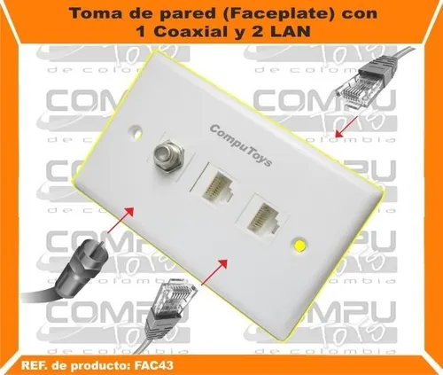 Toma De Pared Coaxial 1+ Rj45 (5e) Ref: Fac43 Computoys Sas