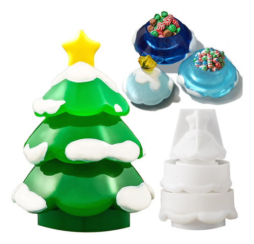 Tarro De Árbol De Navidad Moldes De Resina Portavelas Blanco