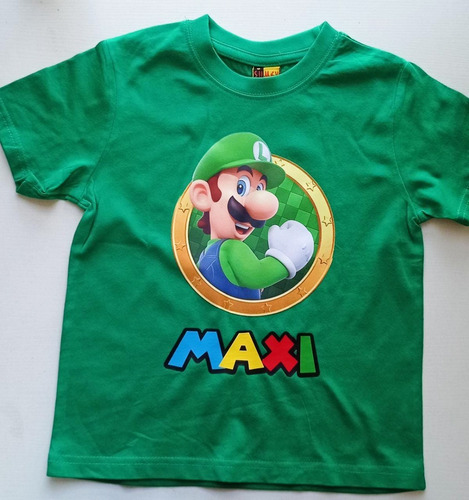 Polera M/c Luigi (super Mario) Personaizada 