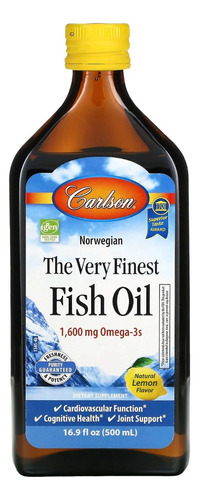 Carlson Labs Aceite De Pescado Omega 3, 1600 Mg 500 Ml Sabor Limón