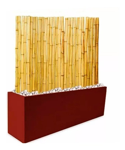 Kit Panel Cañas Bambu 1,8m Maceta Color Fibrocemento 100 Cm
