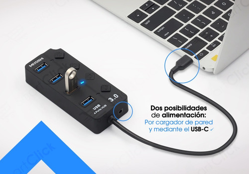 Imagen 2 de 10 de Hub Usb 3.0 Multiplicador 4 Teclas Led 5 Gbps + Fuente 5v
