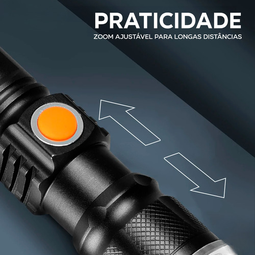 Mini Lanterna Tática Led T6 Potente Farol Recarregável Usb Zoom 3 Modos Militar Longo Alcance Cor Da Lanterna Preto Cor Da Luz Branco