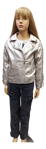 Chaqueta Niña Ecocuero  Plateada  (mj017)