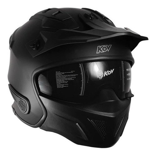 Casco Para Moto Kov Rock-o Con Mascara Certificado Dot Color Negro Tamaño del casco L (59-60 cm)