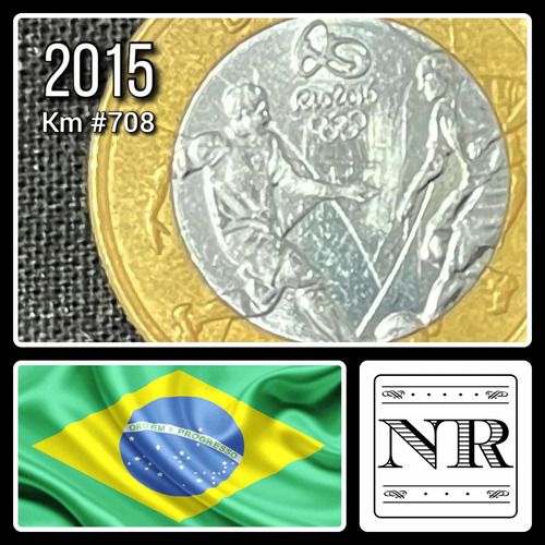 Brasil - 1 Real - Año 2015 - Rio 2016 - Económica - Futbol