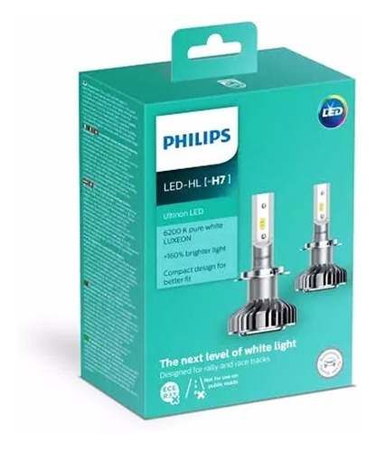 Par De Lâmpada H7 Ultinon Led Branca 6200k Philips 12v 6200k