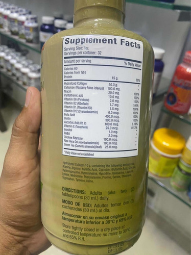Colágeno Hidrolizado 10.000mg Biotina Vitamina E Y C 960ml