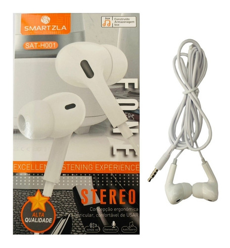 Fone De Ouvido Intra Auricular C/ Microfone Preto E Branco Cor Branco Sat-h001 Cor Da Luz Sem