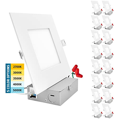 Luz Led Empotrada Ultrafina Cuadrada De 16 Pulgadas De Sunbu