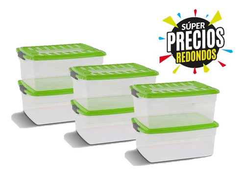 Caja Organizadora Plástica 17l C/tapa Trabas Colombraro X 6u