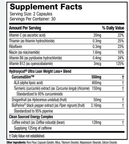 Quemador Hydroxycut Ultra Lean 60 Capsulas Pack 02 Und