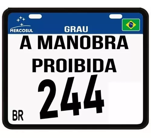 Placa Decorativa Mercosul 244 Grau Moto Bike Decoração