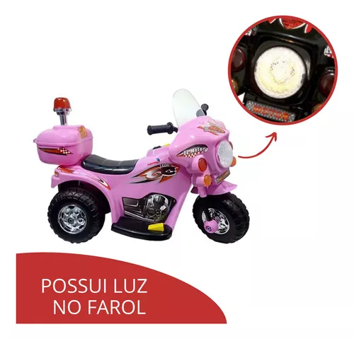 Mini Moto Elétrica Triciclo Criança Infantil Bateria Policia