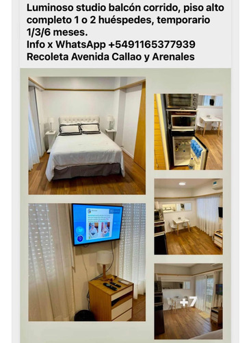 Alquiler Studio En Recoleta Con Muebles 6/12/24 Meses
