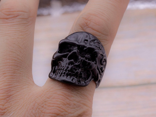 5 Anillos De Calavera Punk Vintage Color Negro Al Azar Model
