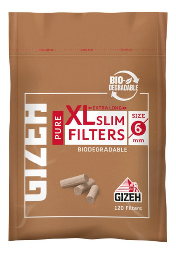Filtro Gizeh Slim Orgánico Xl Bolsa X 120 Unid Sabor Organicos XL