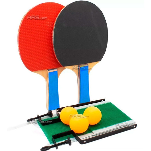 Kit Ping Pong C/ 4 Raquete 6 Bolinhas 2 Rede + Suporte Mesa